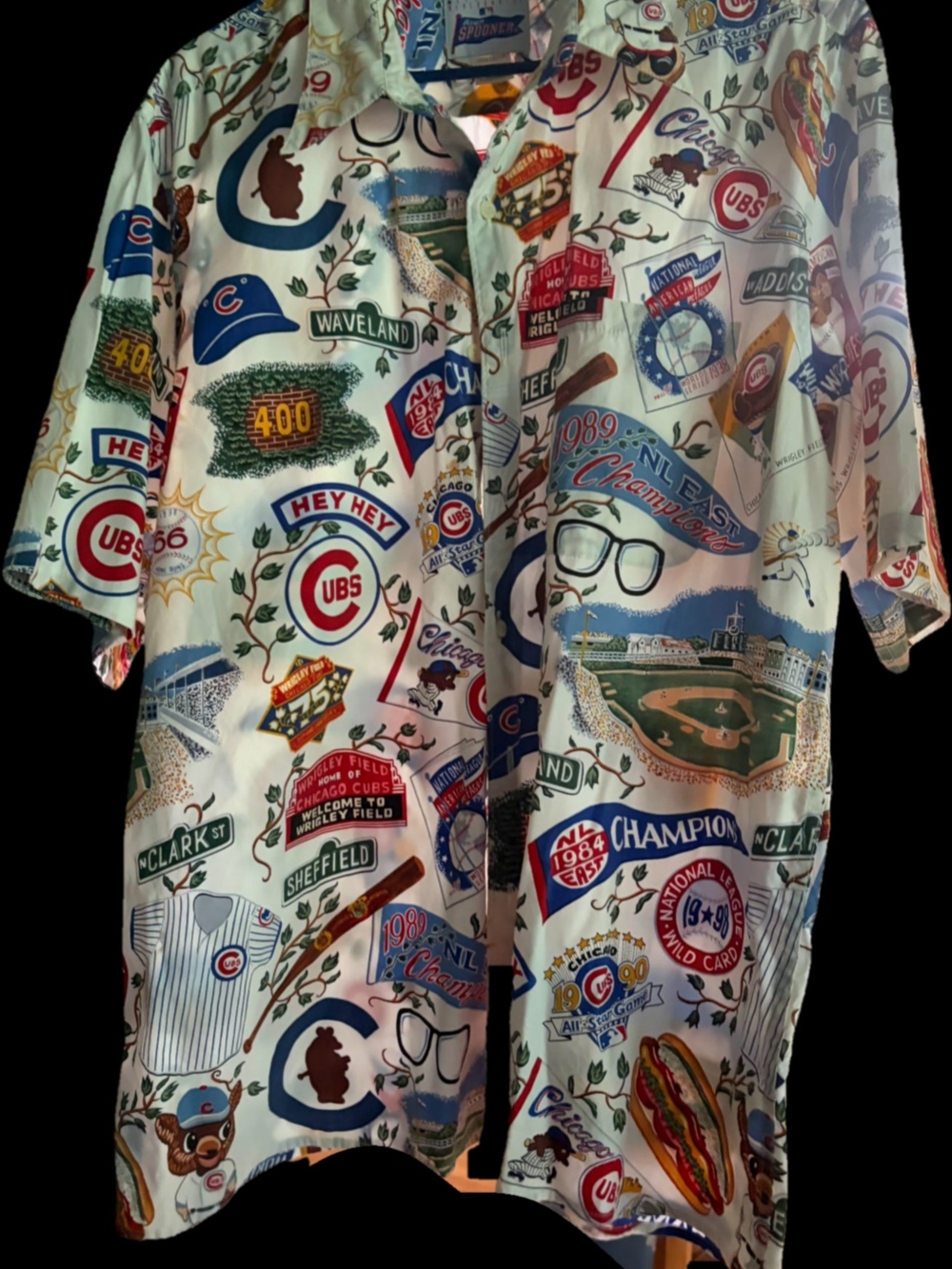 reyn spooner White Multicolor Chicago Cubs Motif Button-Down Shirt
